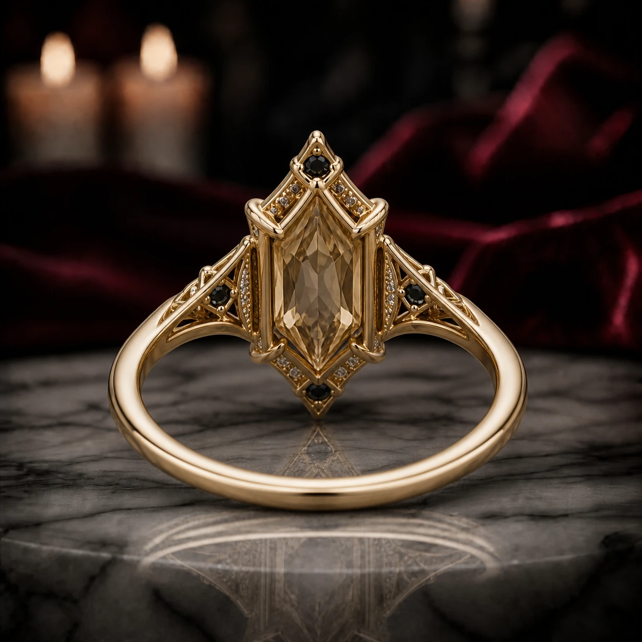 Golden Sapphire Ring — back view